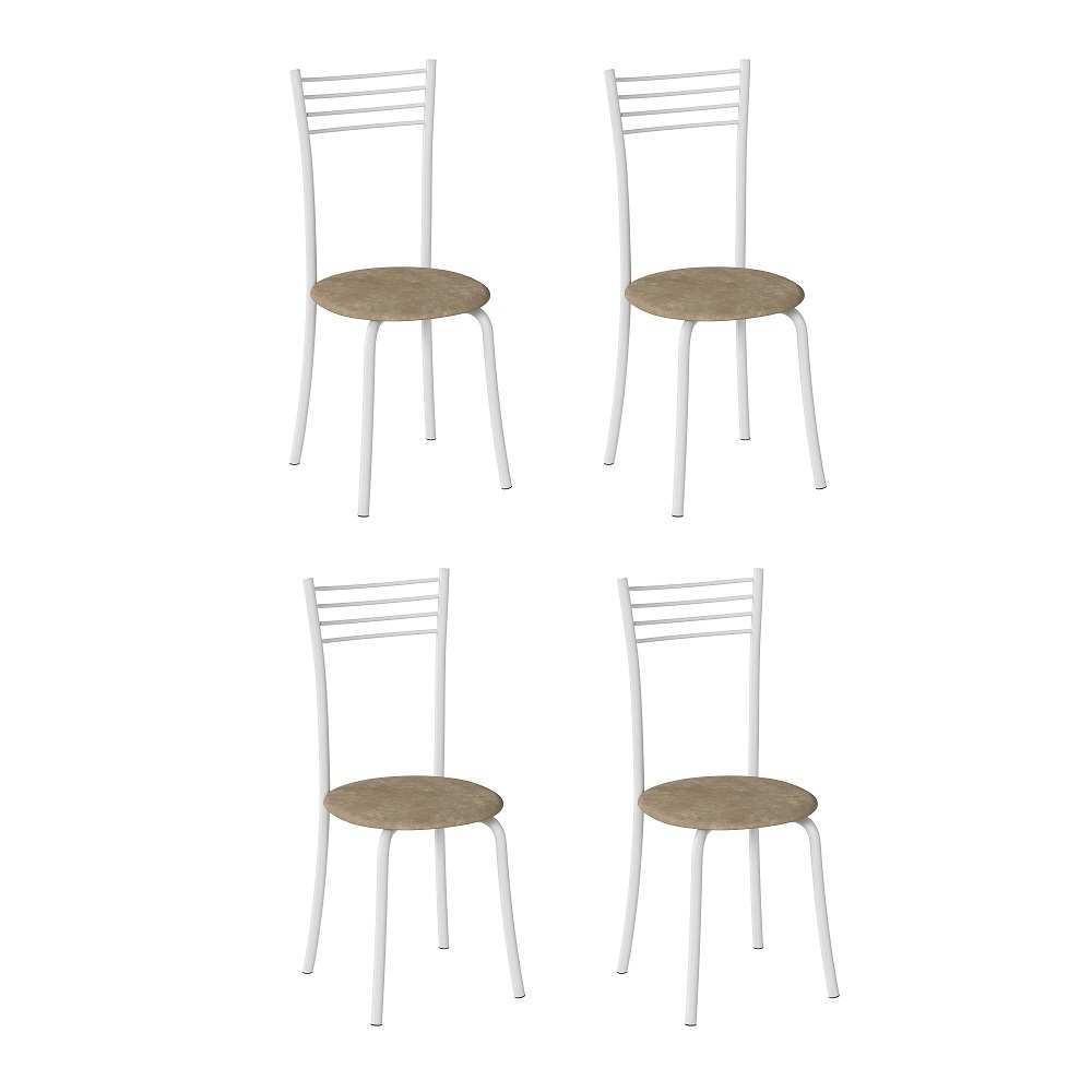 Комплект стульев Кассия (4 шт), белый велюр бежевый