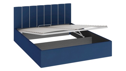 Кровать с подъемным механизмом «Верона» (Велюр Синий/Кант Крем)/(Спальное Место 1600 х 2000 мм)